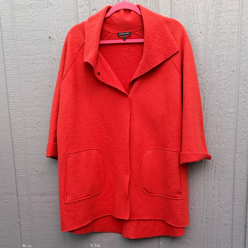 Eileen Fisher Lightweight Orange 100% Wool Jacket Size: M